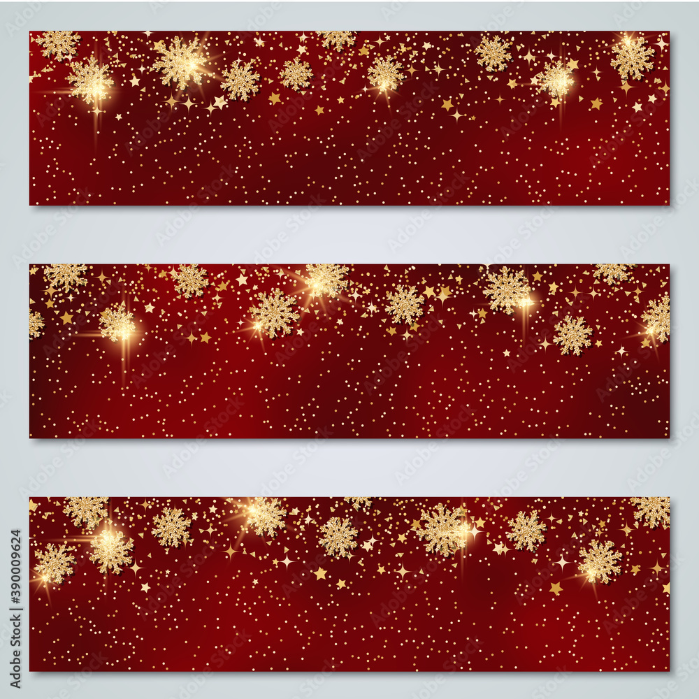 Christmas and New Year red luxury vector banner templates collection