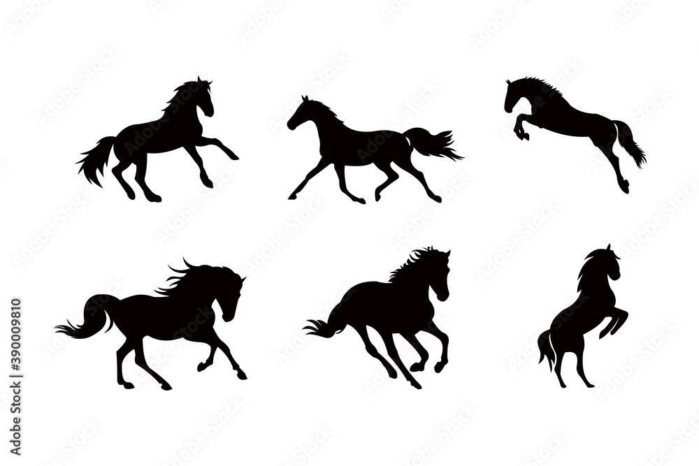 horse silhouette icon vector set for logo