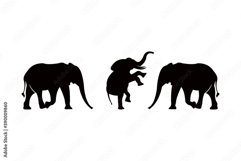 elephant silhouette icon vector set for logo