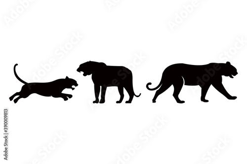 panther silhouette icon vector set for logo