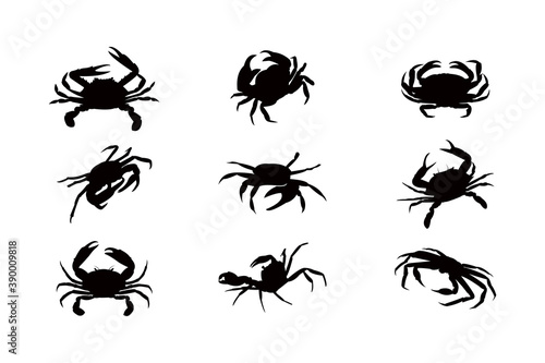 crab silhouette icon vector set for logo