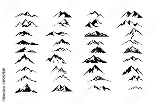 mountain silhouette icon vector set for logo photo