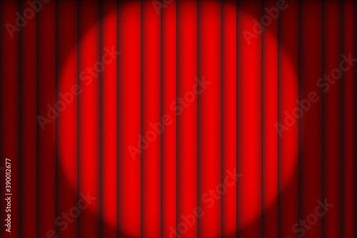 Poster with red curtain spot on light background. Vector background. Interior design. Stock image. EPS 10.