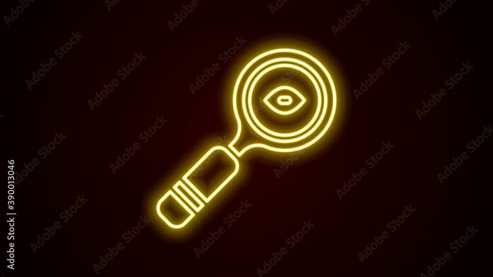 Glowing neon line Magnifying glass icon isolated on black background. Search, focus, zoom, business symbol. 4K Video motion graphic animation Glowing neon line Magnifying glass icon isolated on black background. Search, focus, zoom, business symbol. 4K Video motion graphic animation