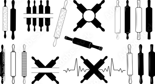 Rolling Pin, Rolling Pin bundle, Rolling Pin bundle SVG, Kitchen SVG, Baking SVG, Cooking SVG, Rolling pin Monogram, Kitchen equipment, Grill utensils SVG