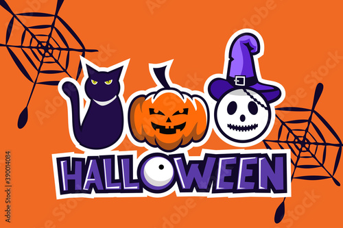 happy halloween vector illustration. Suitable for greeting card, poster and banner.