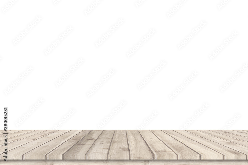 Wooden floor of table isolated on white.