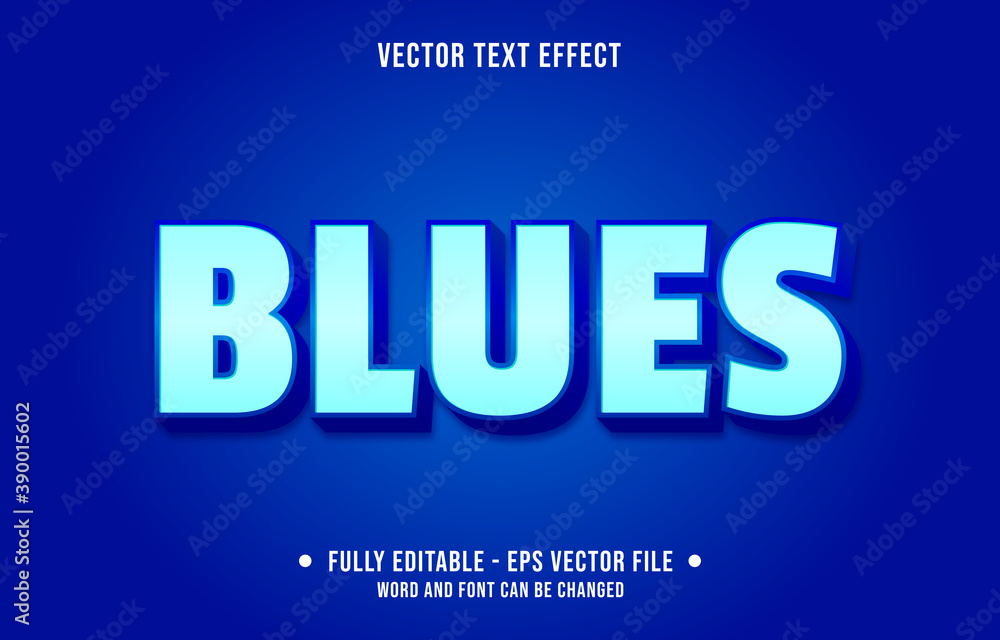 Editable text effect - blues cyan and blue color style	
