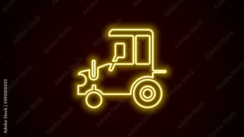 Glowing neon line Tractor icon isolated on black background. 4K Video motion graphic animation Glowing neon line Tractor icon isolated on black background. 4K Video motion graphic animation