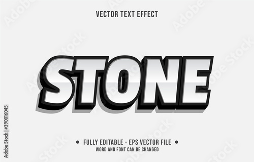 Editable text effect - stone white and black color style	
