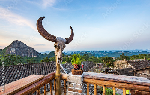 Sunny afternoon scenery of Millennium Yao Village in Liannan County, Qingyuan, Guangdong photo