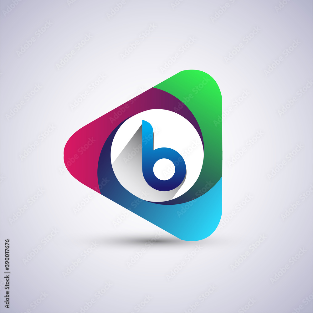 B letter colorful logo in the triangle shape, Vector design template elements for your Business or company identity. B letter colorful logo in the triangle shape, Vector design template elements for your Business or company identity.