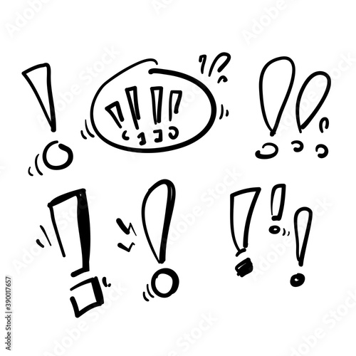 hand drawn doodle exclamation mark symbol for search of ideas, problem solving. in doodle style stick vector