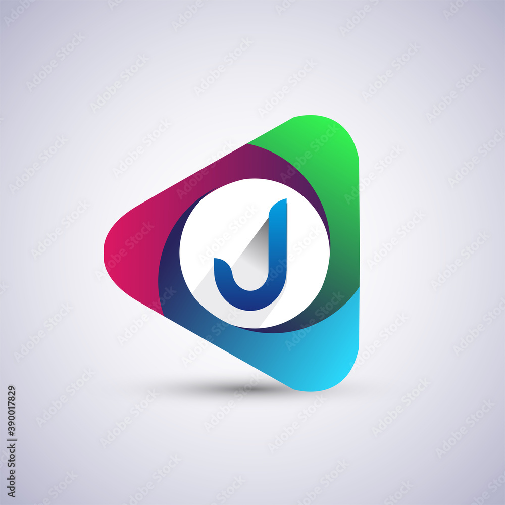 J letter colorful logo in the triangle shape, Vector design template elements for your Business or company identity. J letter colorful logo in the triangle shape, Vector design template elements for your Business or company identity.