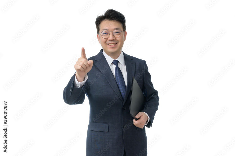 White background and gestures of an Asian middle-aged businessman. White background and gestures of an Asian middle-aged businessman.