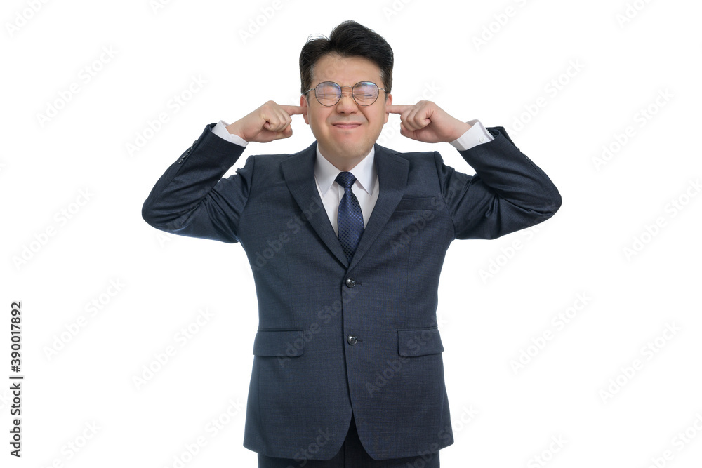 White background and gestures of an Asian middle-aged businessman. White background and gestures of an Asian middle-aged businessman.