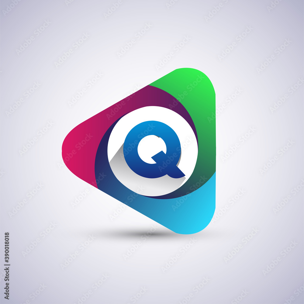 Q letter colorful logo in the triangle shape, Vector design template elements for your Business or company identity. Q letter colorful logo in the triangle shape, Vector design template elements for your Business or company identity.