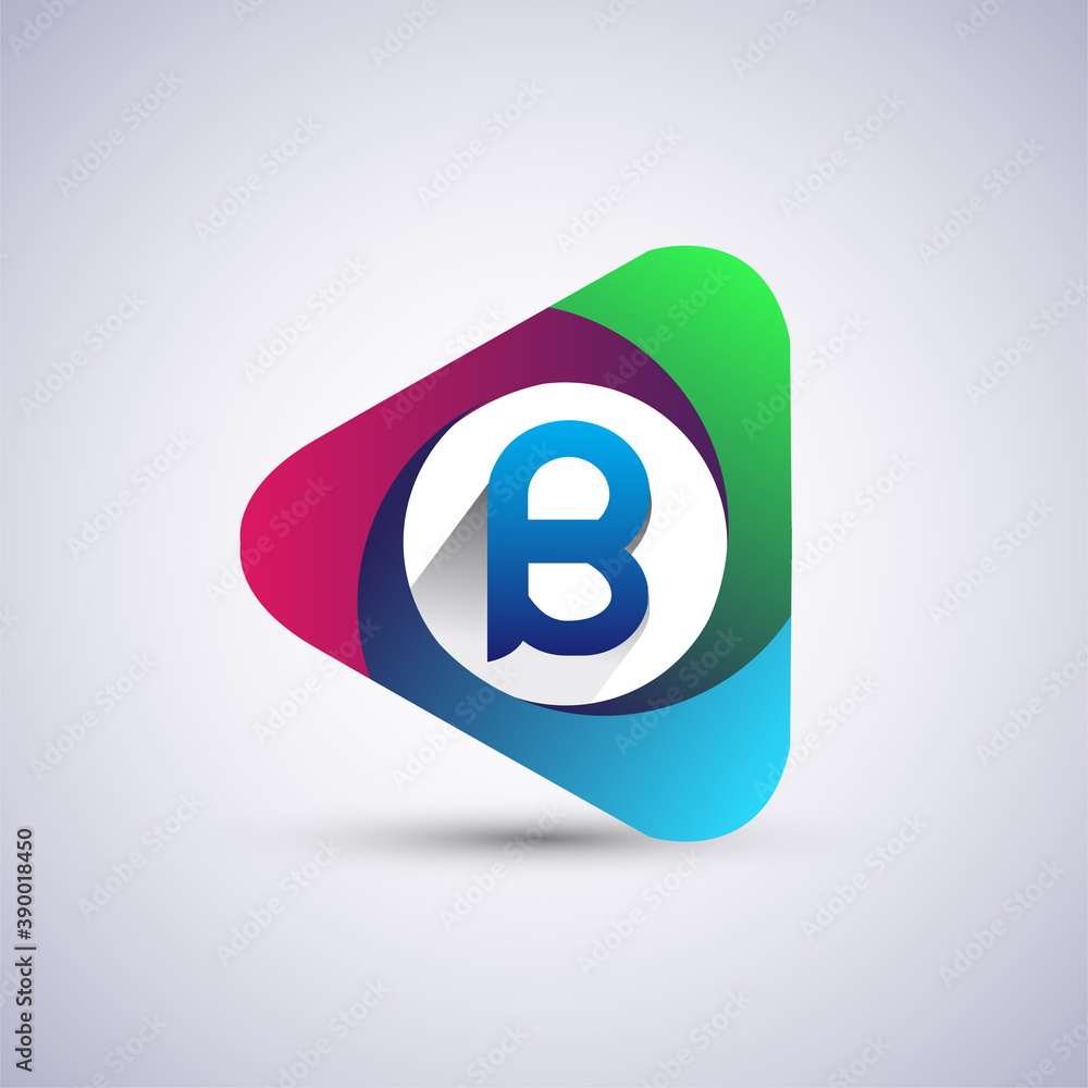 B letter colorful logo in the triangle shape, Vector design template elements for your Business or company identity. B letter colorful logo in the triangle shape, Vector design template elements for your Business or company identity.
