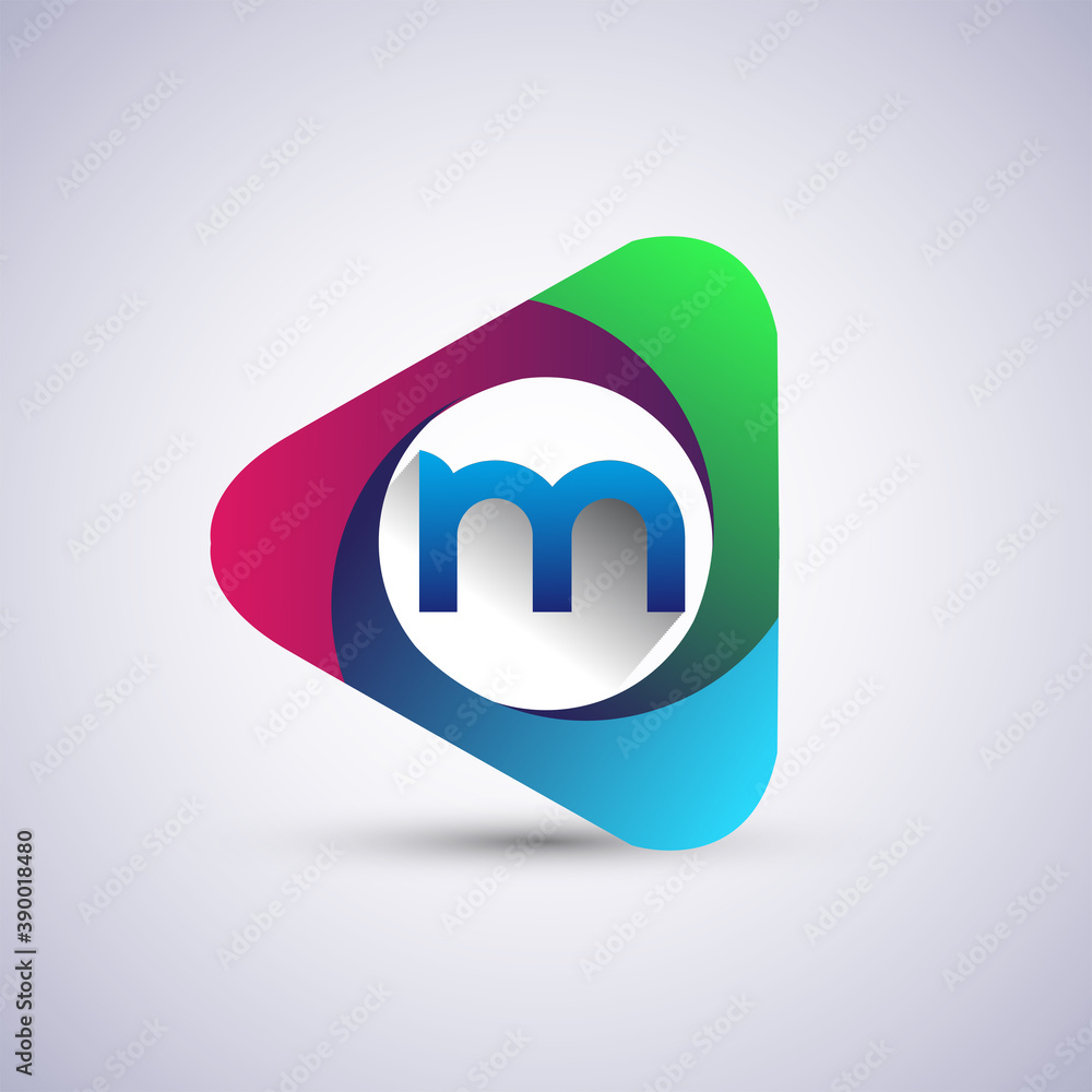 Fototapeta premium M letter colorful logo in the triangle shape, Vector design template elements for your Business or company identity.
