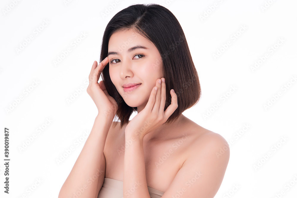 Beautiful young asian woman with clean fresh skin on white background, Face care, Facial treatment, Cosmetology, beauty and spa, Asian women portrait Beautiful young asian woman with clean fresh skin on white background, Face care, Facial treatment, Cosmetology, beauty and spa, Asian women portrait