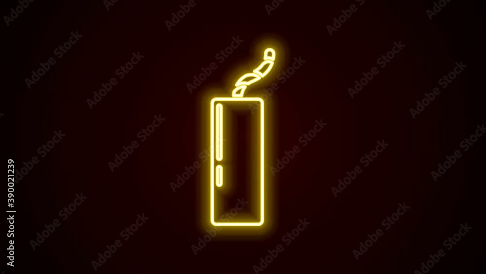 Glowing neon line Detonate dynamite bomb stick and timer clock icon isolated on black background. Time bomb - explosion danger concept. 4K Video motion graphic animation Glowing neon line Detonate dynamite bomb stick and timer clock icon isolated on black background. Time bomb - explosion danger concept. 4K Video motion graphic animation