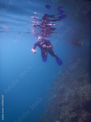 person snorkeling in the sea