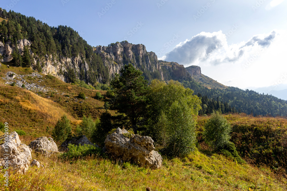 Autumn mountains, a place for nature lovers and tourists on a Sunny day in the bosom of nature.