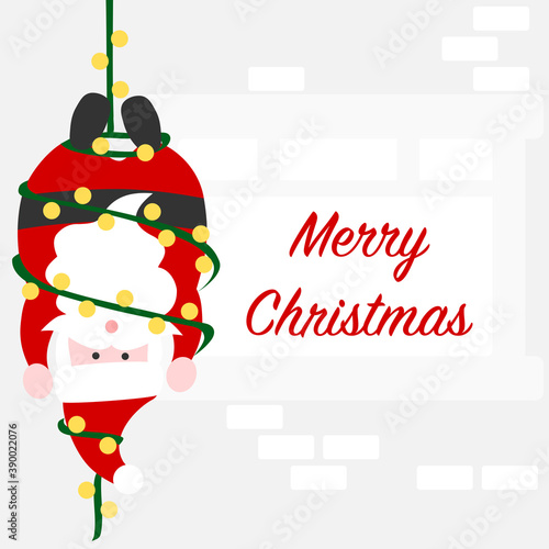 Christmas card with Santa and cable cord - colorful