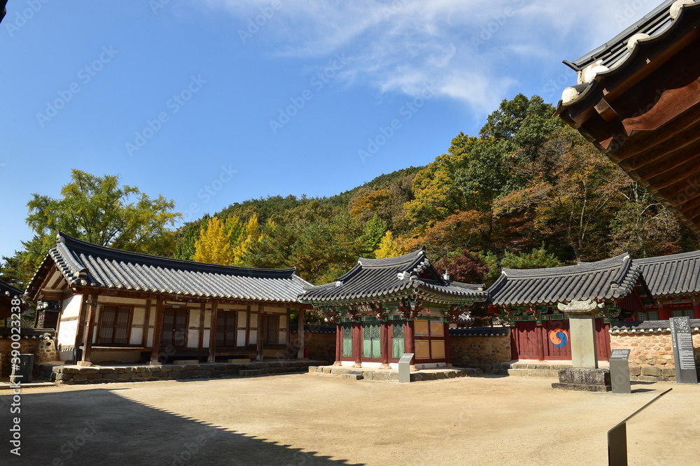 Pilamseowon Confucian Academy in Jangseong, Jeollanam-do province, South Korea. Filming on October 31, 2020 Pilamseowon Confucian Academy in Jangseong, Jeollanam-do province, South Korea. Filming on October 31, 2020