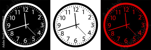 round wall clock icon on white background. Mechanical watch for measuring time. Vector
