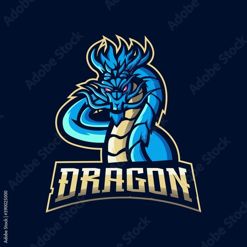 Dragon mascot logo design vector with modern illustration concept style for badge, emblem and t-shirt printing