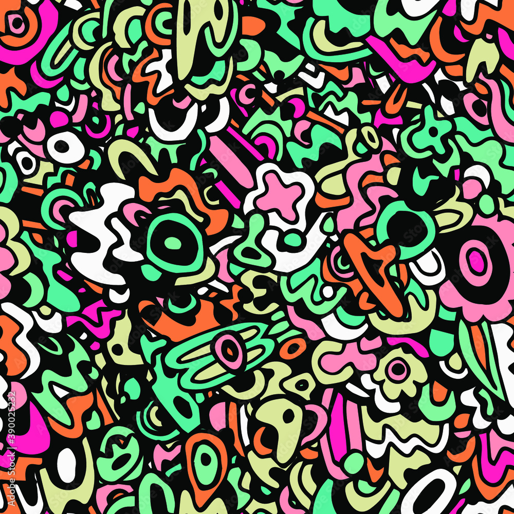 Fototapeta premium Creative art doodles hand drawn Design illustration. Line art detailed, with lots of objects background. Funny vector artwork. Colorfull