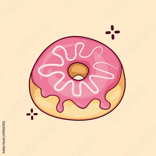Vector graphic illustration of donut with melted sweet and delicious jam