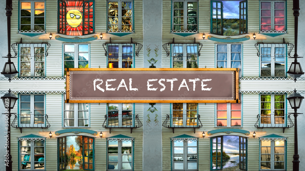 Fototapeta premium Street Sign to Real Estate