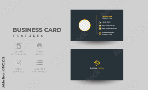 Black & yellow business card design template | Adobe illustrator | EPS file
