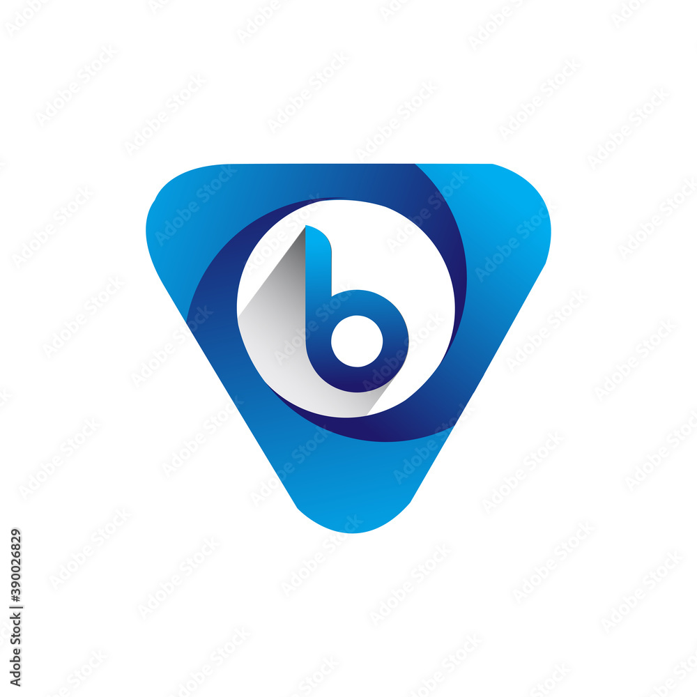 Logo B letter blue colored in the triangle shape, Vector design template elements for your Business or company identity. Logo B letter blue colored in the triangle shape, Vector design template elements for your Business or company identity.