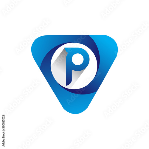 Logo P letter blue colored in the triangle shape, Vector design template elements for your Business or company identity.