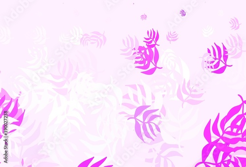 Light Purple vector doodle pattern with leaves.