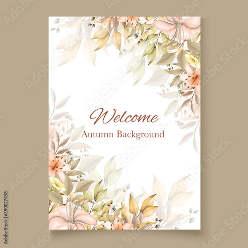 Wedding card with autumn leaves