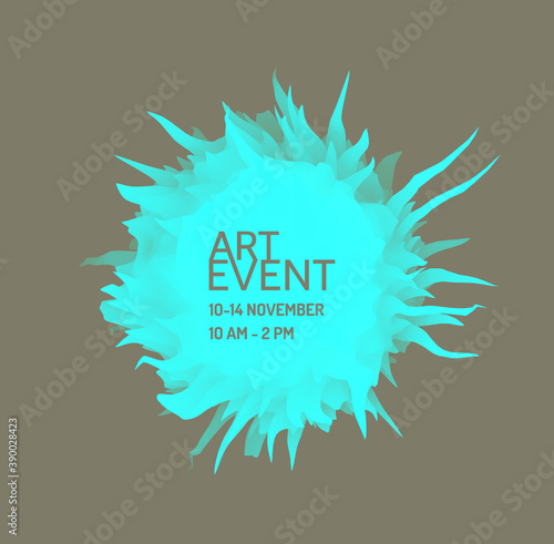 3d element with prickles. Crystal, mineral or stone. Isometric 3d frozen spike. Floral art in futuristic style. Design template with place for text. Vector illustration.