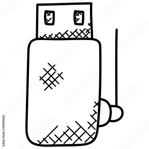 
 A doodle icon design of wifi usb adapter
