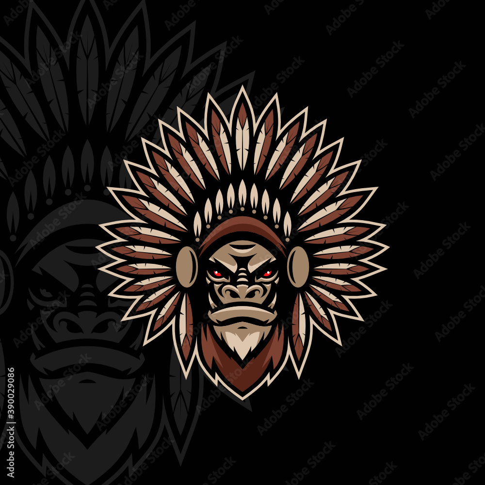 Monster Indian mascot design logo