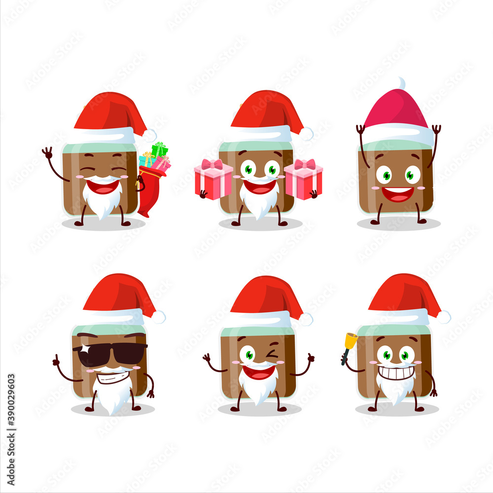 Santa Claus emoticons with chocolate baby milk bottle cartoon character