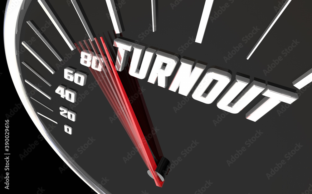 Turnout Rise Increase Attendance Participation Speedometer 3d Illustration Turnout Rise Increase Attendance Participation Speedometer 3d Illustration