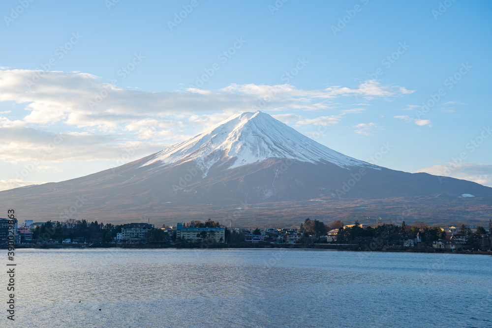 Kawagushiko lake with Fujisan mountain in Japan