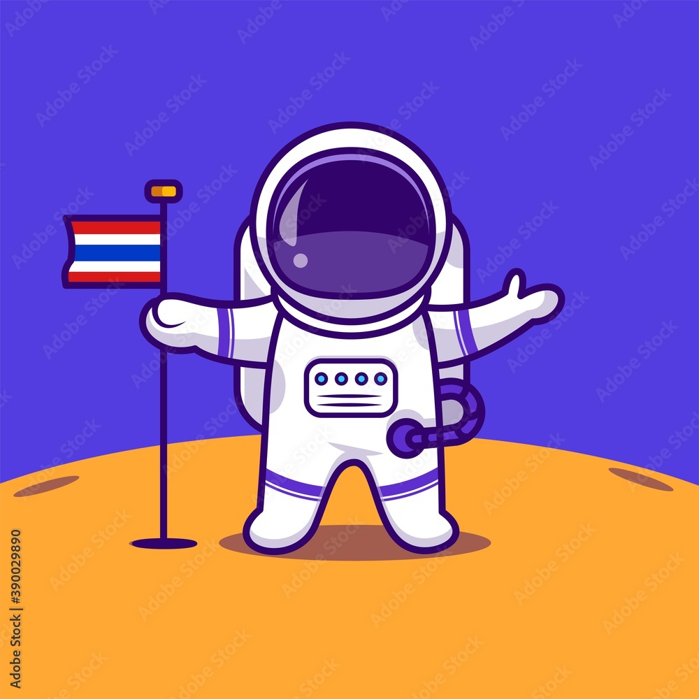 astronauts land on the moon carrying the Thai flag, products, etc.