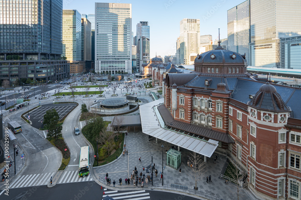 Tokyo city with Tokyo station in city center of Tokyo, Japan