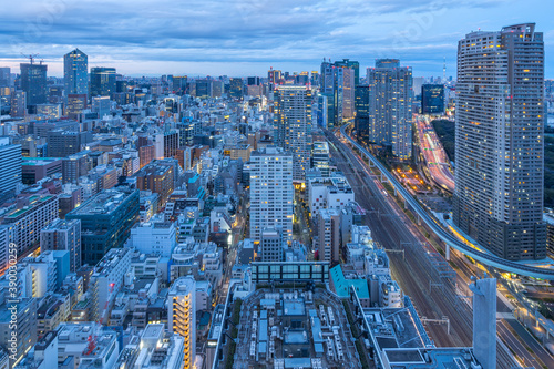 Photography Tokyo cityscape skyline in Tokyo, Japan at night