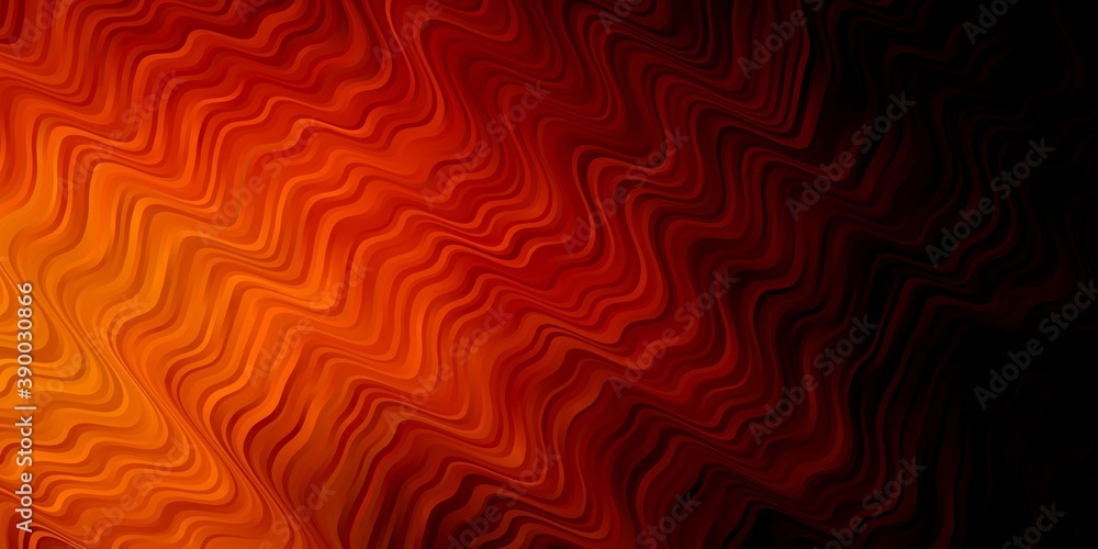 Dark Orange vector backdrop with curves.