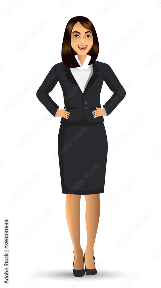 Businesswoman in black suits, with standing position or presentation poses, vector illustration Businesswoman in black suits, with standing position or presentation poses, vector illustration